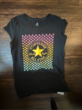 Converse girls Black Rainbow Logo Tee